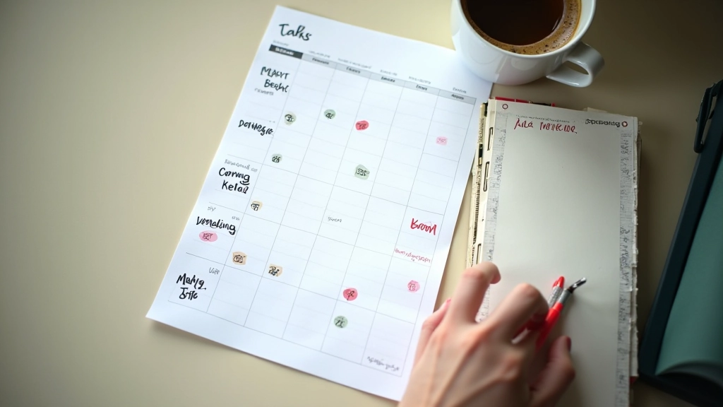 Wall calendar showing monthly dates and important deadline markers